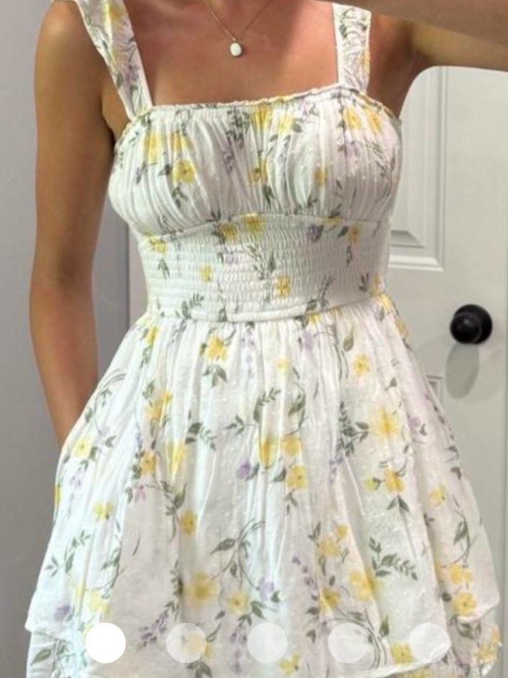 Hollister White Floral Mini Dress with Yellow & Pale Purple Accents